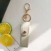 PU Leather Lipstick Holder Keychain with Clip