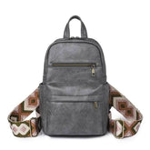 Retro Solid Color PU Leather Backpack