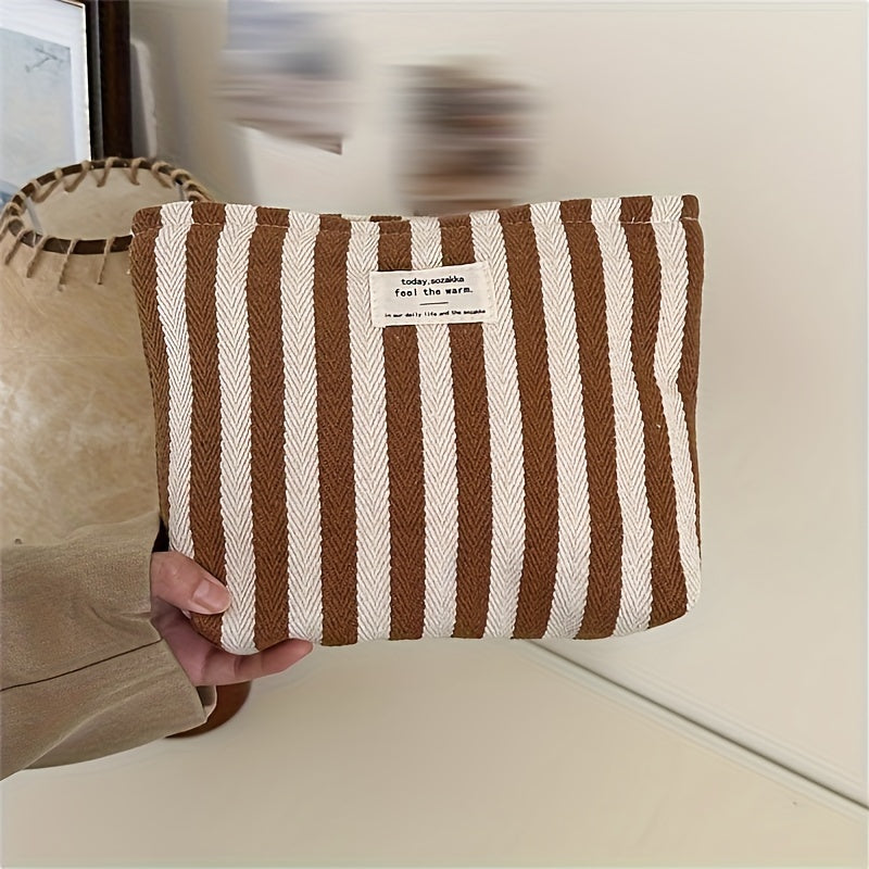 Striped Pattern Zipper Cosmetic Bag