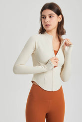 Full Zip-up Yoga Jacket with Thumb Holes
