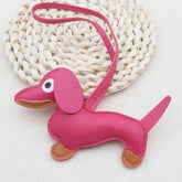 Cute Leather Dachshund Keychain