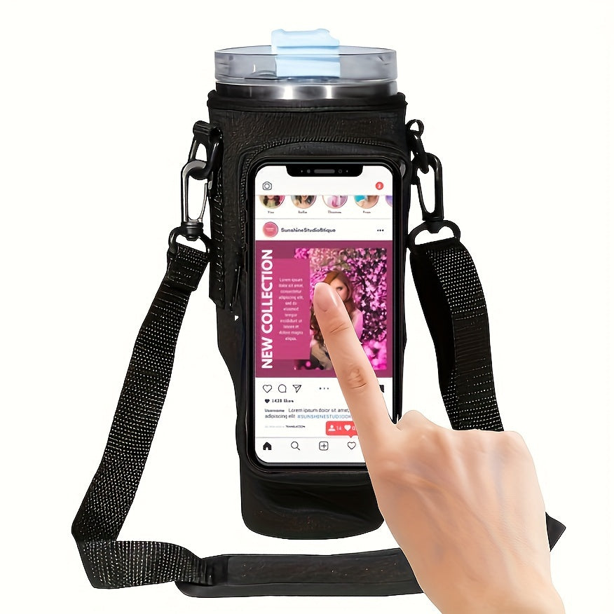 Touchscreen Insulated Cup Cover with Adjustable Strap