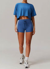 Sports Sets with Short Sleeve T-Shirts and Tight Shorts