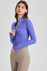 Full Zip-up Yoga Jacket with Thumb Holes