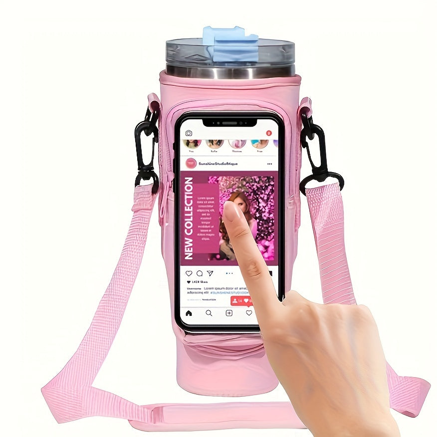 Touchscreen Insulated Cup Cover with Adjustable Strap