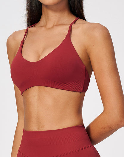 Vertical Ribbed Y Back Sports Bras