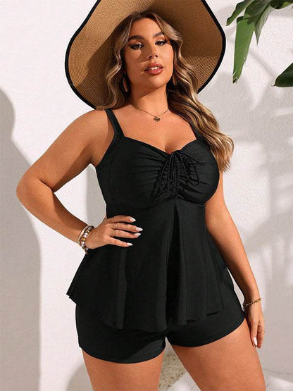 Plus Size Two Piece Tankini Flowy Swimsuits with Short