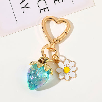 Cute Strawberry Keychains Heart Flower Daisy Bag Charms