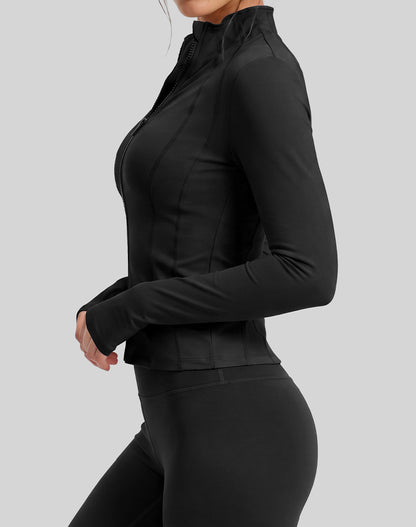 Zip Up Running Jacket with Thumb Holes