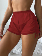 Mesh Sheer Swim Shorts See Through Drawstring Bikini Bottom