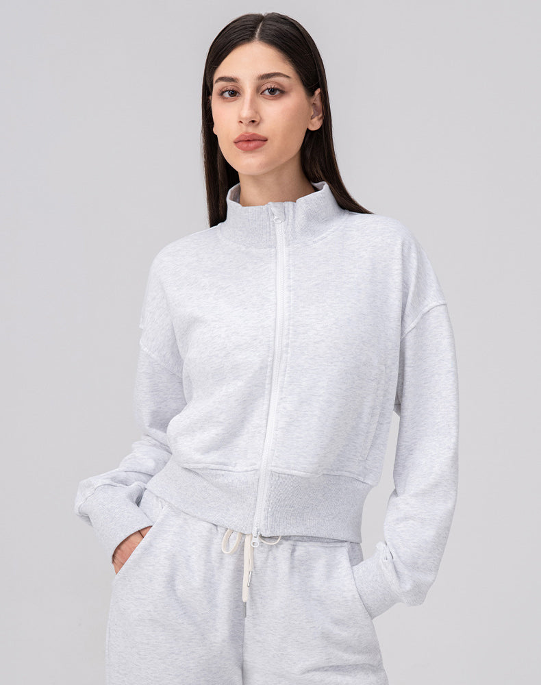 Sports Long Sleeve Hooded Loose Coat Casual Cropped Top