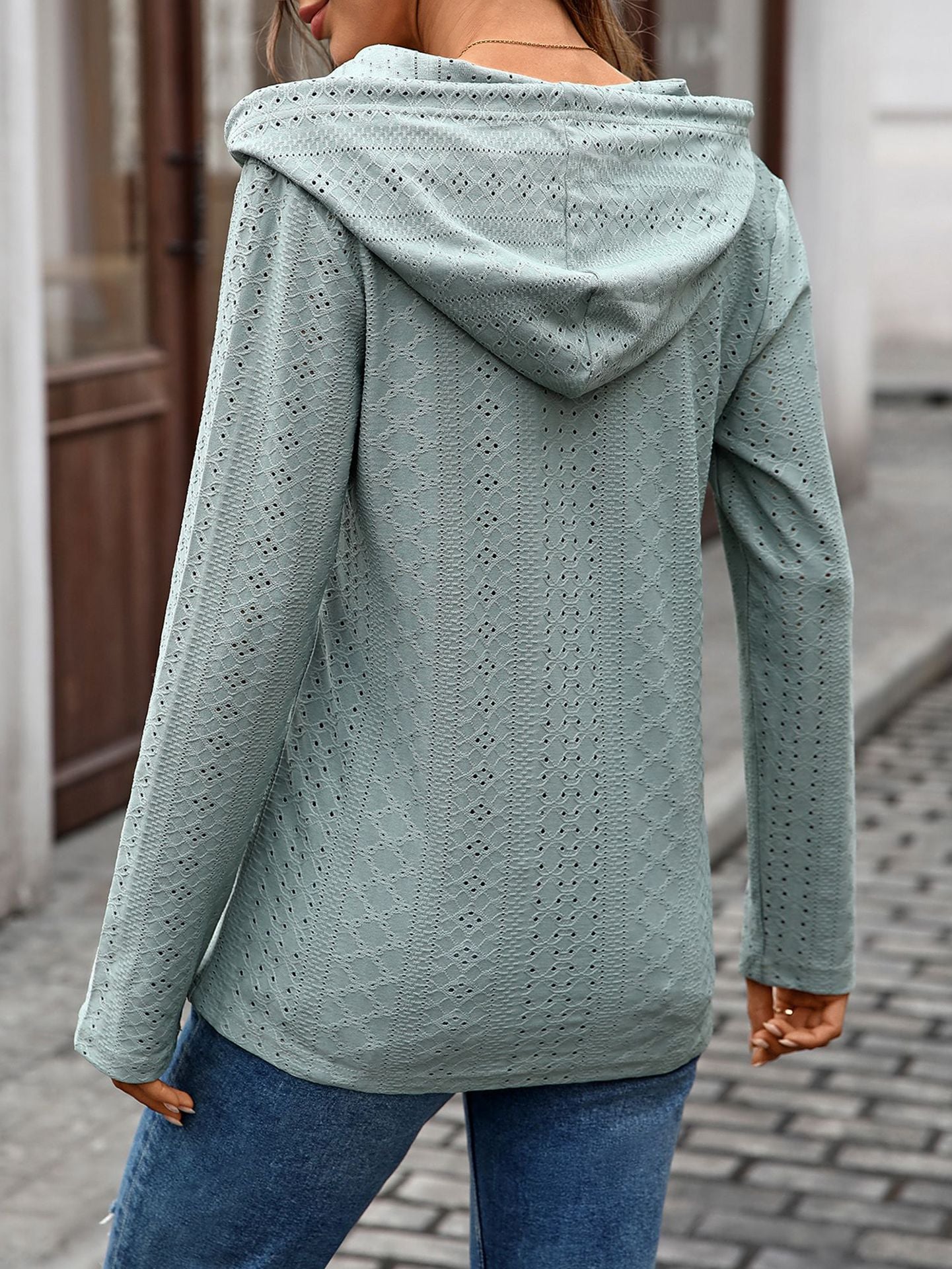 Long Sleeve Fall Drawstring Shirts Hooded Sweatshirt