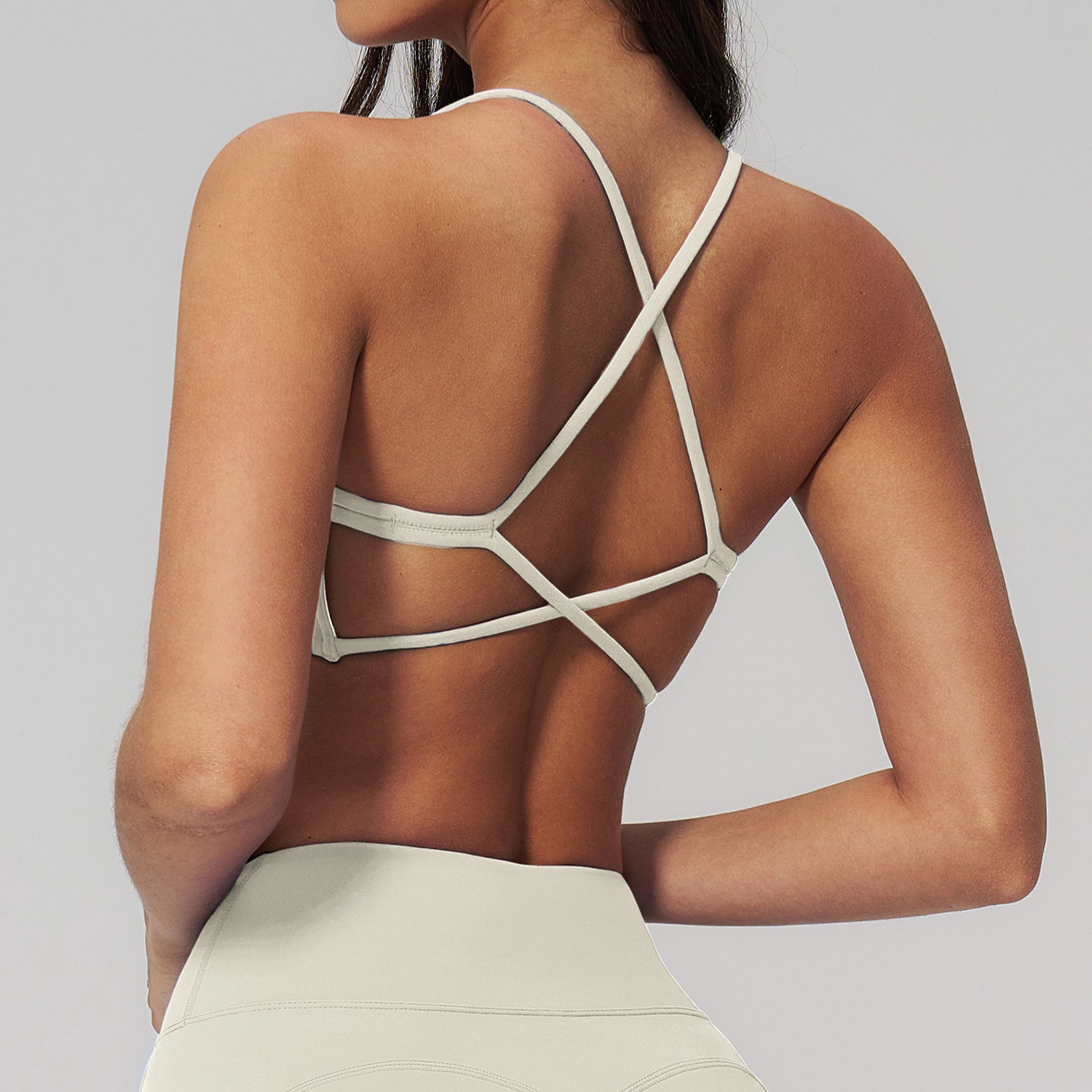 Spaghetti Straps Cross Back Sports Bra