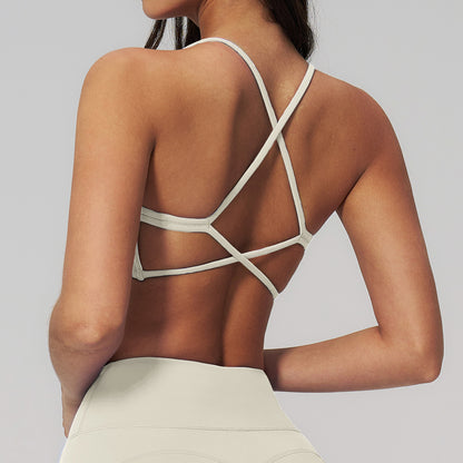 Spaghetti Straps Cross Back Sports Bra