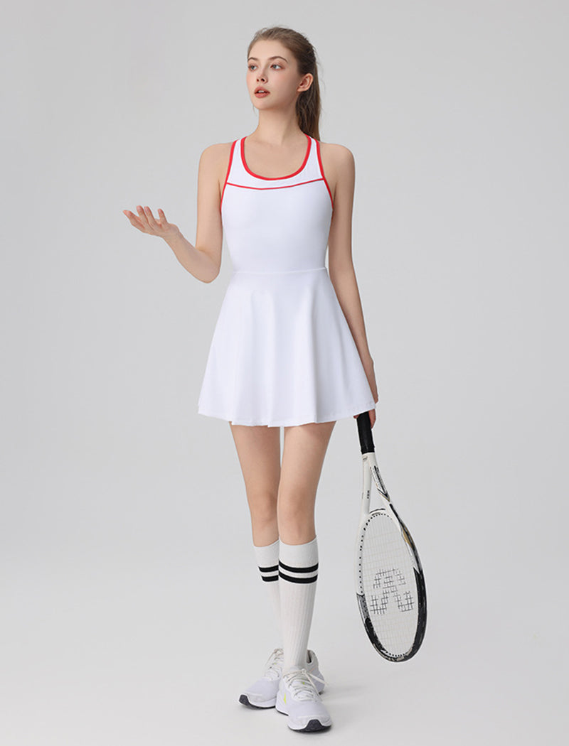 Racerback Tennis Dress with Short Contrast Colors Golf Dress