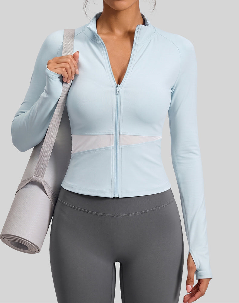 Colorblock Zip Up Athletic Jacket