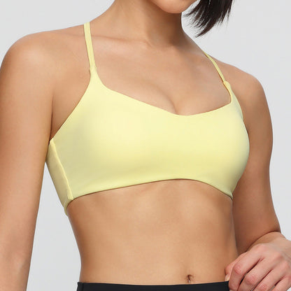 Twist Cross Back Sports Bra Adjustable Thin Straps Yoga Tops