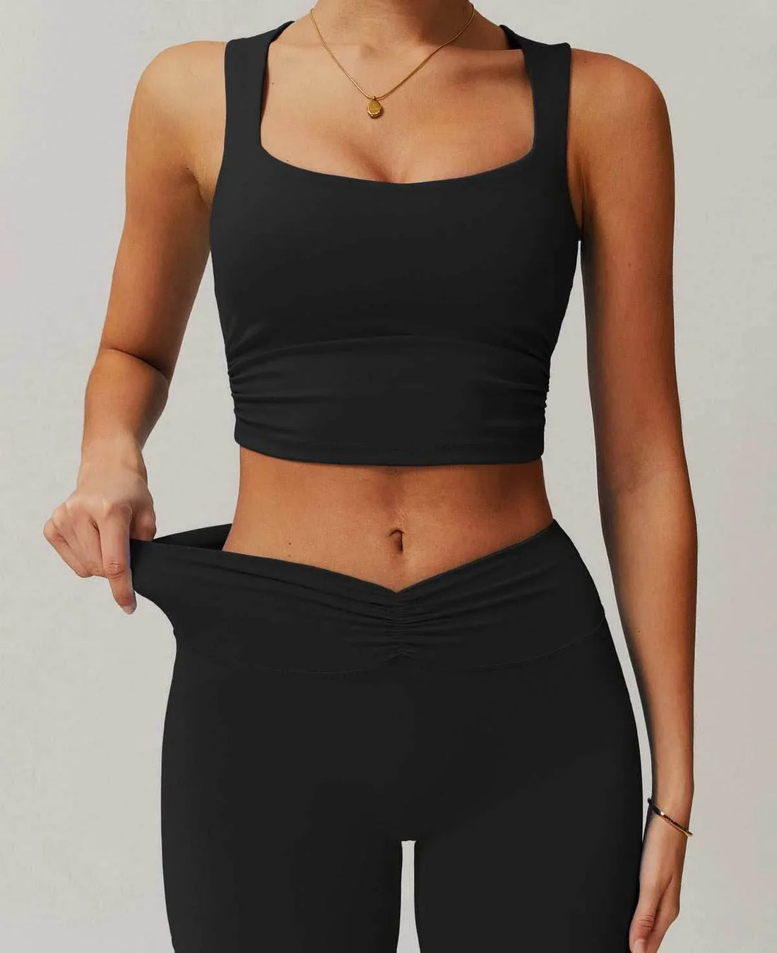 Activewear Set with Tank and Short - Black