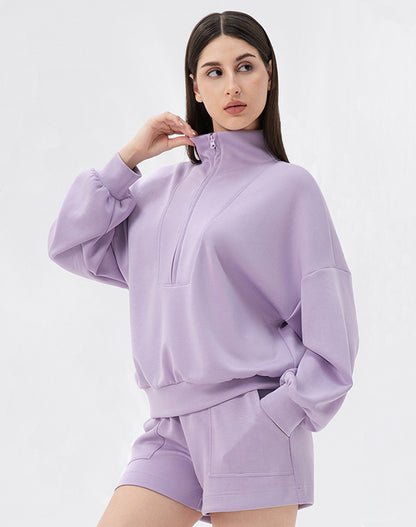 High Neck Half Zip Lounge Sports Sweatshirt