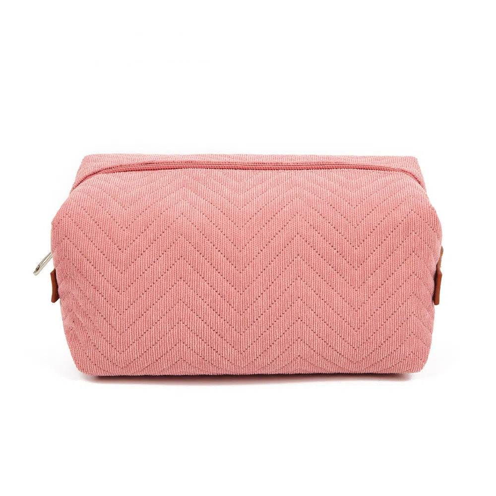 Square Quilted Wavy Corduroy Makeup Storage Bag