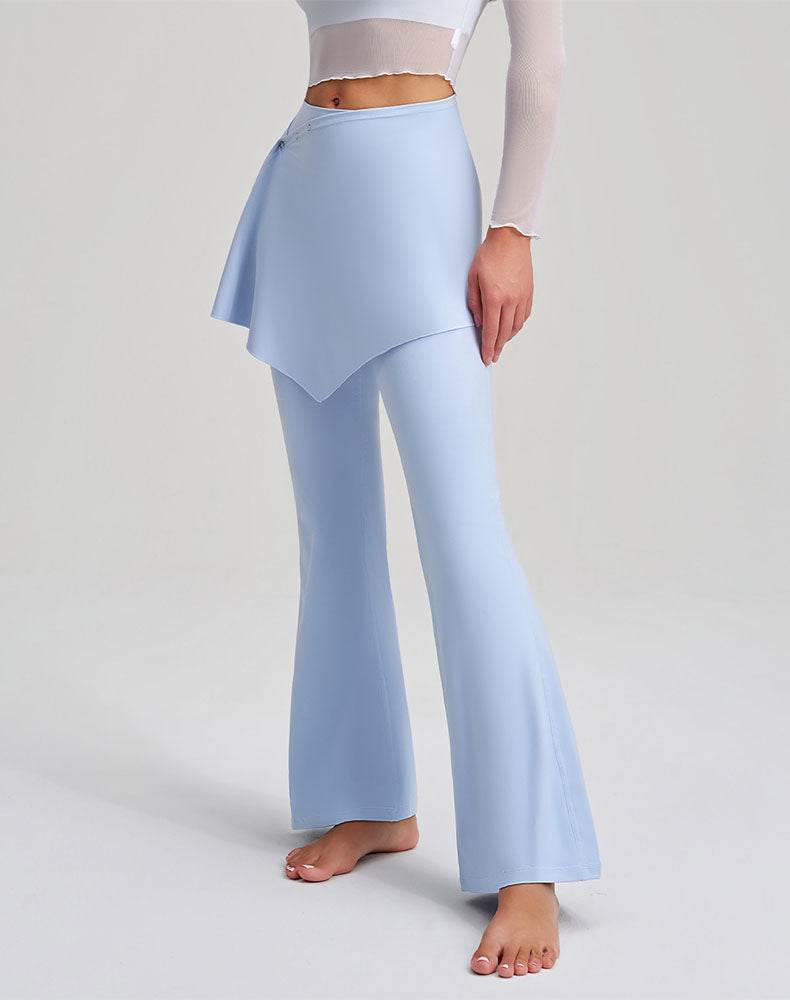 High Waisted Yoga Flare Pants Fake Two Piece Pant with Skirt