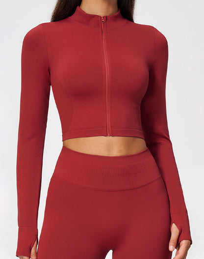Zip Up Cropped Athletic Jackets