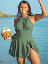 Plus Size Halter Cutout One Piece Swim Dress