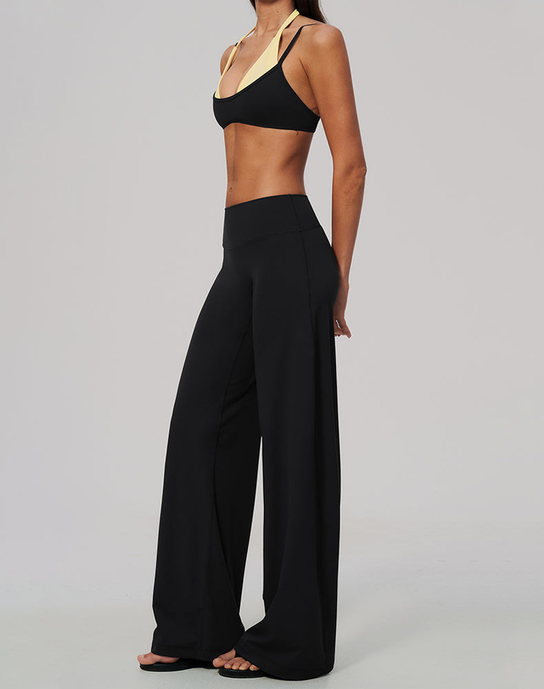 2 Piece Color Block Sports Bra and Flare Pant Sets