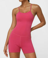 Crossover Back One Piece Yoga Bodysuit with Removable Pads