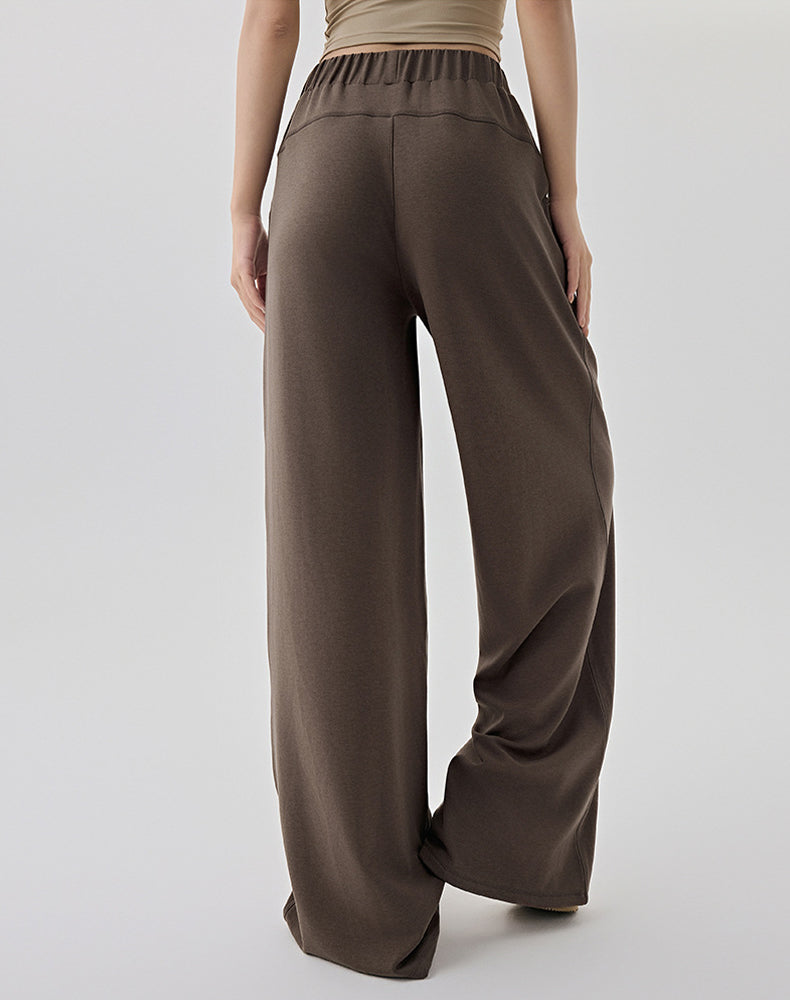Casual Elastic Waist Wide Leg Sweatpants with Pockets