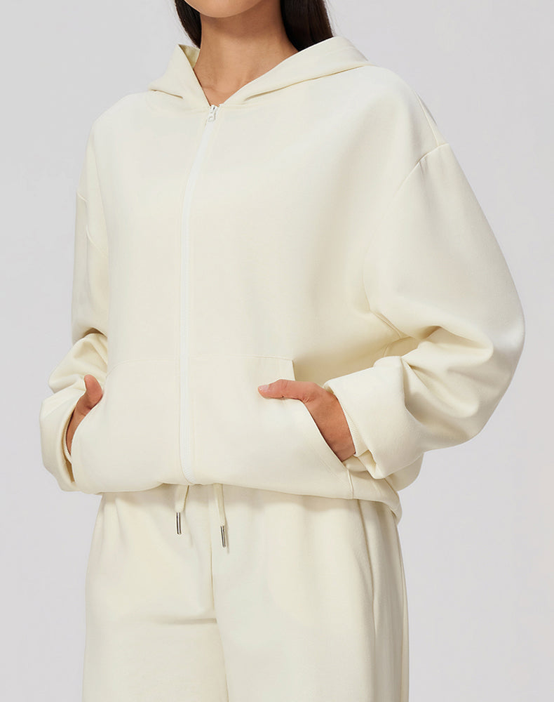 Long Sleeve Full Zip Casual Hooded with Pockets
