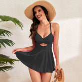 Cutout V Neck Tankini Set Swim Dress