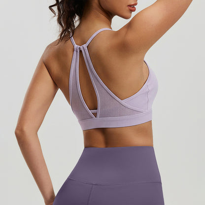 Mesh Halter Neck Sports Bras Spaghetti Straps Yoga Tank Tops