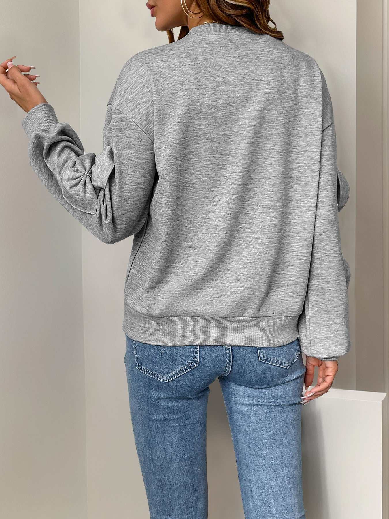 Bows Oversized Crewneck Long Sleeve Sweatshirt | Perfect for Everyday