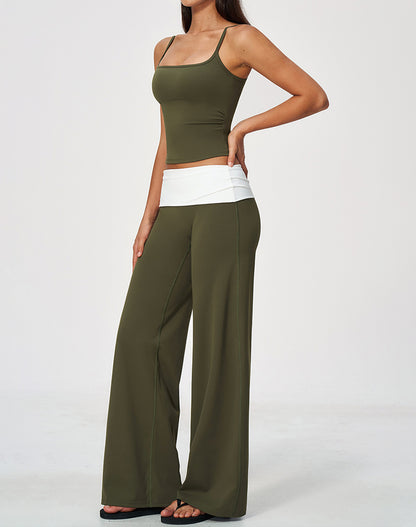 2 Piece Tank Top and Flare Pant Pilates Outfit Sets