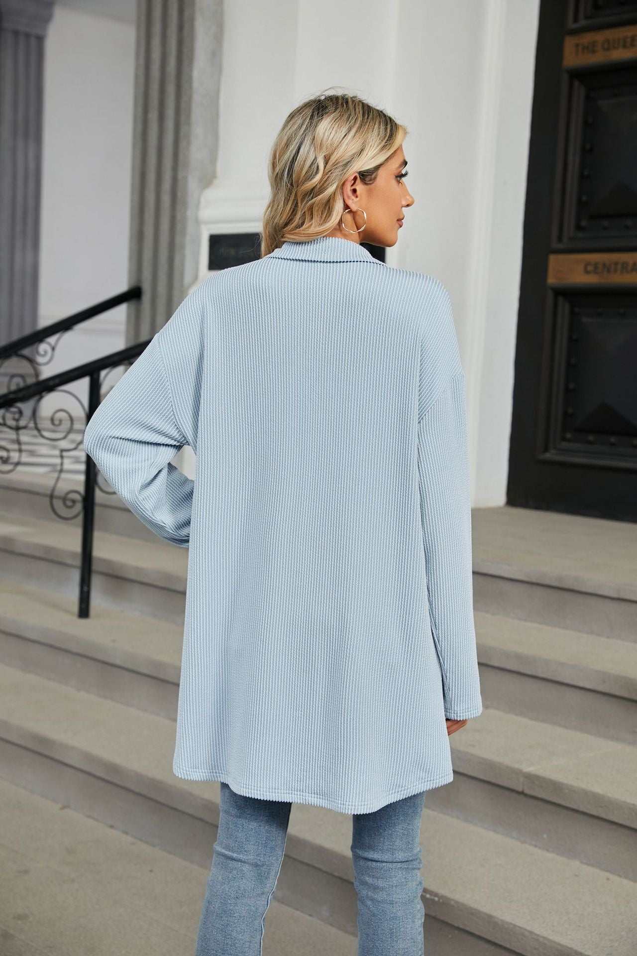 Casual Long Sleeve Jacket with Chest Pockets| Ideal for Layering