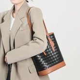 Leather Shoulder Bag Handheld Bucket Bag