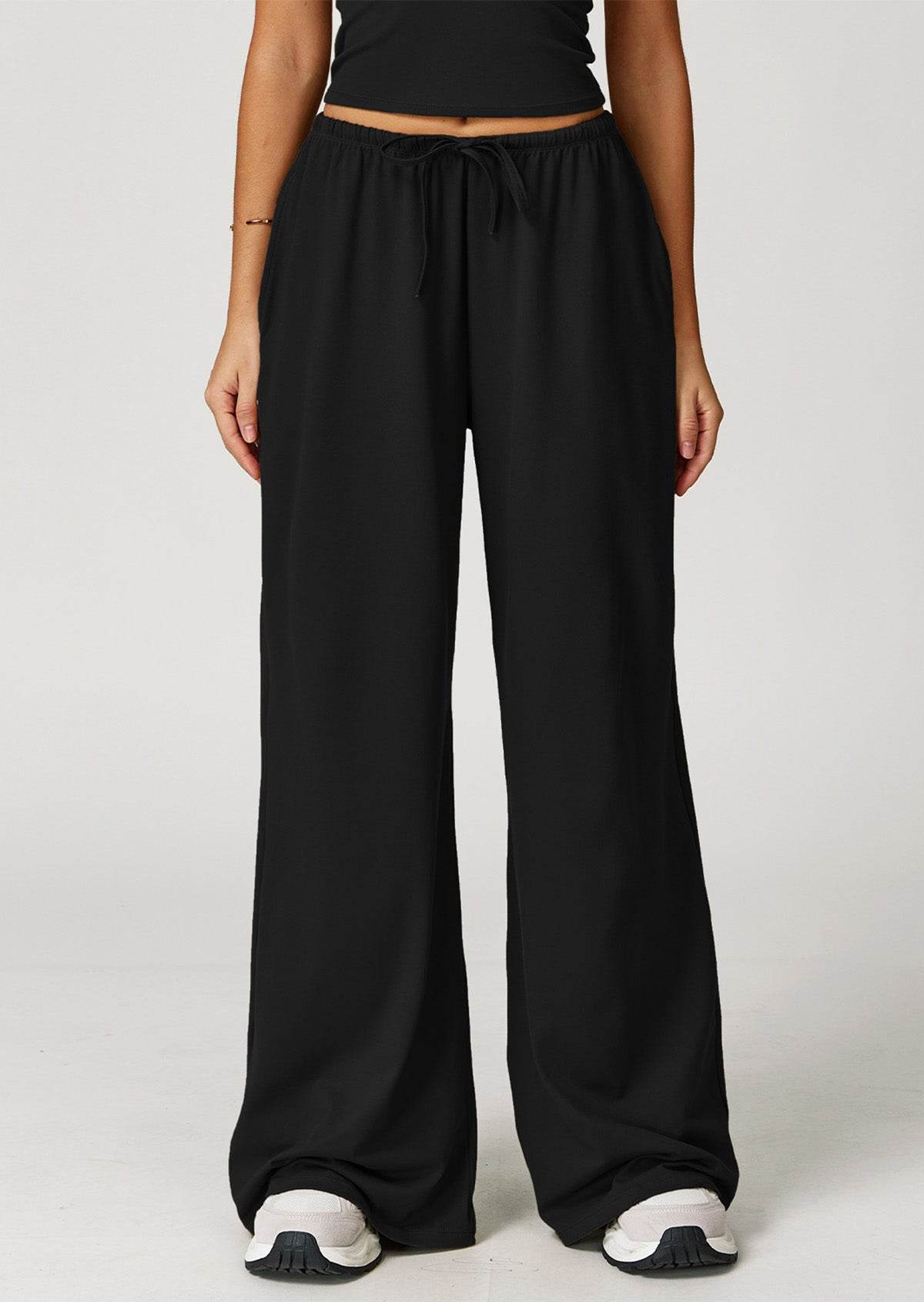 Athletic Wide Leg Lounge Pants with Drawstring and Pockets