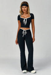 3 Pieces Activewear Set with Headband, Crop Top and Pant