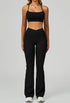 Activewear Set with Cross Back Bra and Flared Pant