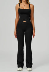Activewear Set with Wide Strap Tank Top and Flared Pant