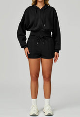 Sport Set with Long Sleeve Hoodie Jacket and Casual Short