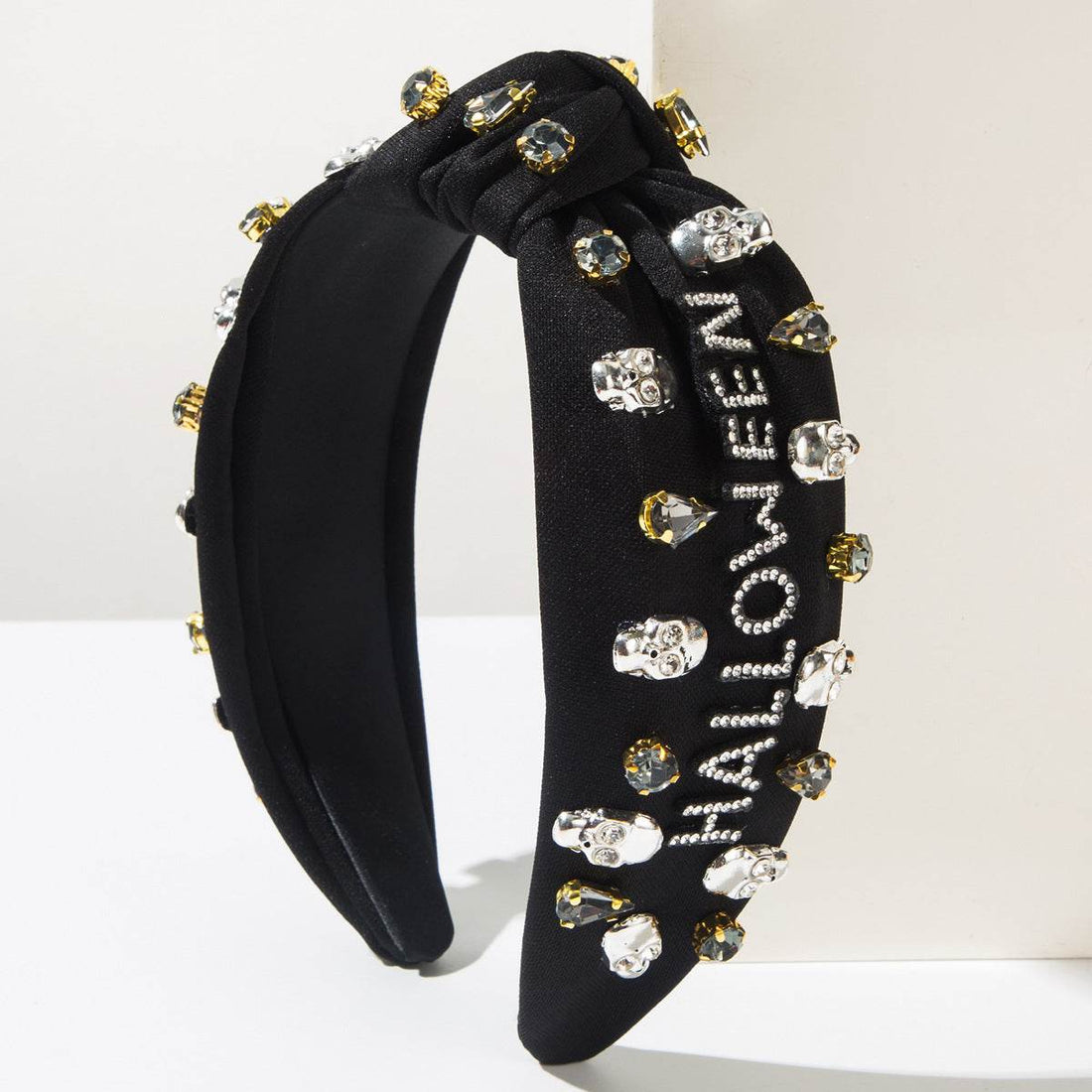 Halloween Skull Twisted Knot Headbands with Rhinestone