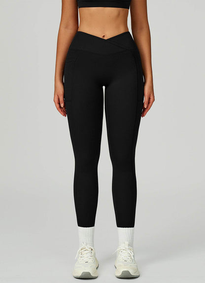 Cross Waist Yoga Leggings with Pockets