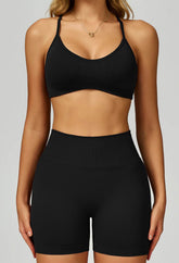 Sport Set with Color Block Sports Bras and Short