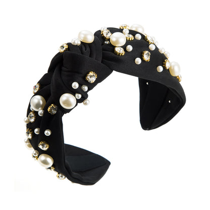 Pearl Rhinestone Jeweled Knotted Headband