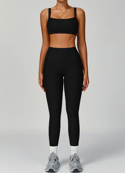Ribbed Activewear Set with Sports Bra and Leggiing