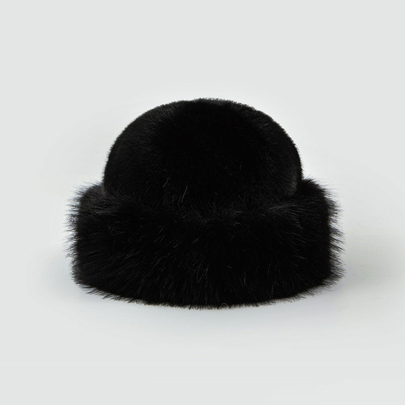 Faux Fur Winter Bucket Hat Fuzzy Fluffy Warm Hat