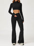Sport Set with Turtleneck Long Sleeve Crop Top and Flared Pant