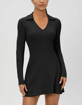 Long Sleeve V Neck Tennis Dress